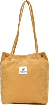 Produktbild von Damen Cord Shopper Tasche in Beige, Große Umhängetasche, Schultertasche, Handtasche, Tragetasche - Beige