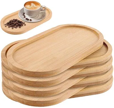 Produktbild von Famanu Ovale Bambus-Dienblätter Set von 8 Stück - 10 x 20 x 1 cm