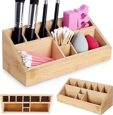 Immagine prodotto di Scatola organizer in bambù Contenitore per cosmetici Accessori per il trucco