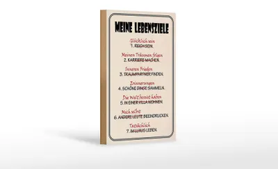 Produktbild von Holzschild Spruch 12x18cm meine Lebensziele glücklich