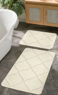 Immagine prodotto di Mijolnir, Cizgili - Cream, Set di tappetini da bagno (2 pezzi), Crema, 100% POLIPROPILENE, 50 x 80 cm