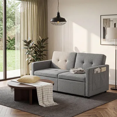Produktbild von OYAJIA Schlafsofa 3 in 1 Klappsofa & Schlafhocker mit Bettfunktion, 2-Sitzer 2-Sitzer Sofa mit verstellbarer Rückenlehne, Ergonomisch Max 300KG