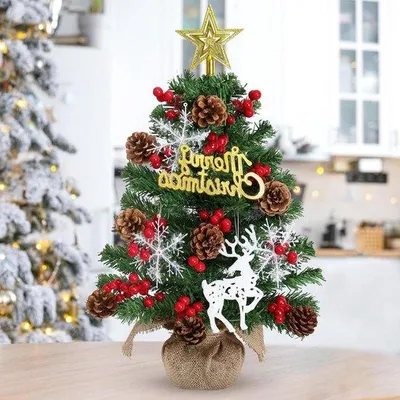 Immagine prodotto di Mini albero di Natale decorativo da tavolo con pigne: decorazione natalizia fai da te