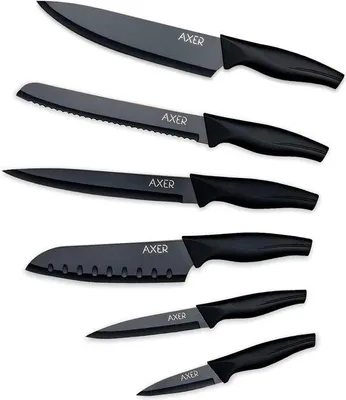 Immagine prodotto di Set da taglio nero - lame da cucina affilate - set da taglio da 6 pezzi - set di lame da cucina