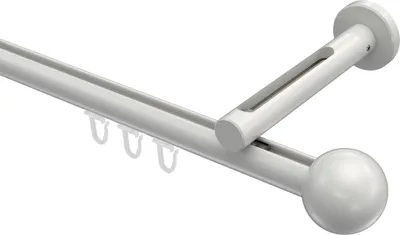 Produktbild von Interdeco Innenlaufstange / Gardinenstange mit Innenlauf Weiß, Typ Siteno Luino (Kugel), 20 mm Ø 1-läufig, 180 cm