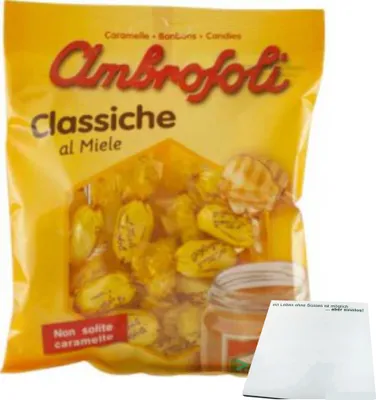 Produktbild von Ambrosoli - Classiche al Miele - Honigbonbons (135g Packung) + usy Block