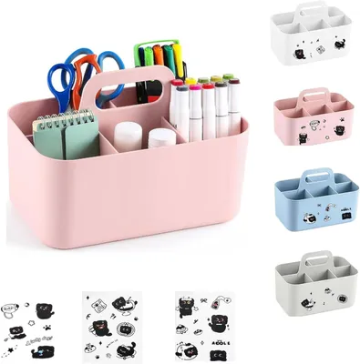 Immagine prodotto di Cesto portaoggetti con maniglia, impilabile, 5 scomparti, 25 x 15,5 x 17 cm, ideale per ufficio e bagno