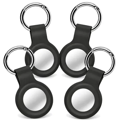 Produktbild von 4x AirTag Anhänger Schwarz – AirTag Schlüsselanhänger / Hülle – Silikon Cover Case für Apple AirTag – 4er-Set