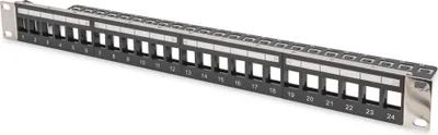 Zdjęcie produktu dla DIGITUS DN-91411-LF DIGITUS 19" panel krosowy Keystone, 24 porty, 1 HE, szary