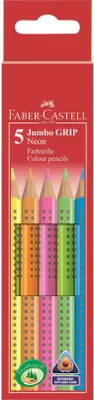 Produktbild von FABER-CASTELL Dreikant Buntstifte Jumbo GRIP 5er Etui Neon