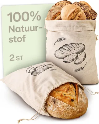 Productafbeelding van Broodzak - Set van 2 - 30 x 40 cm - Linnen - Herbruikbaar