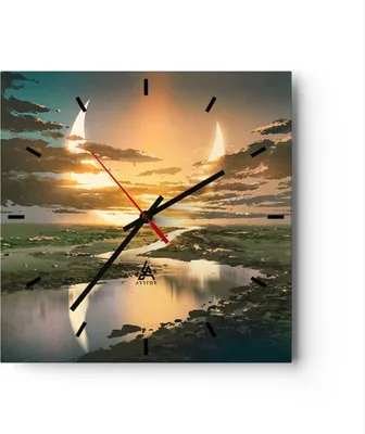 Produktbild von Wanduhr - Quadrat - Glasuhr - natur natur - 40x40cm - Schleichendes Uhrwerk - Lautlos - zum Aufhängen bereit - Dekoration Modern - Wanddekoration aus Glas - C3AC40x40-4042