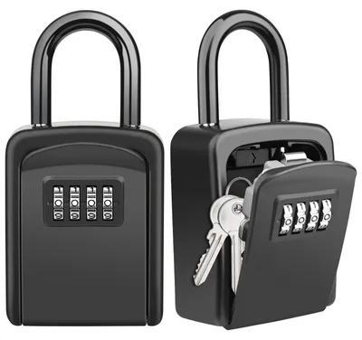 Produktbild von Schlüsselkasten mit Haken, Set aus 2, Zahlenkombinationsschloss, 4-stellig