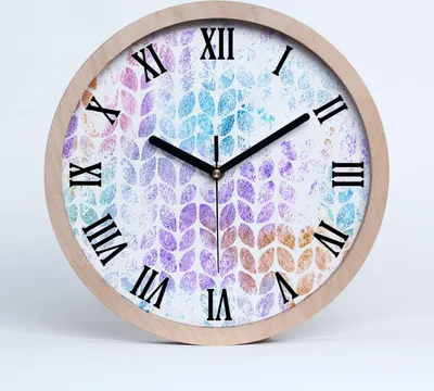 Produktbild von Holzuhr 20fi cm wanduhr - schwarze Spitzen - bunte Blätter