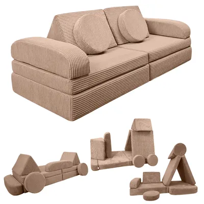 Produktbild von Izabell® Modulares Kindersofa – Spielsofa aus Weichem Cordstoff mit Funktion zum Schlafen für Kinder ( braun )