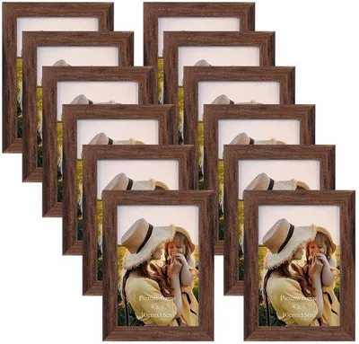 Image de Cadre photo 12 photos - Marron - 10 x 15 cm - Aspect bois