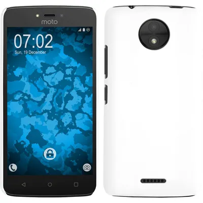 Produktbild von PhoneNatic Case kompatibel mit Lenovo Moto C - Hülle weiß gummiert Hard-case + 2 Schutzfolien