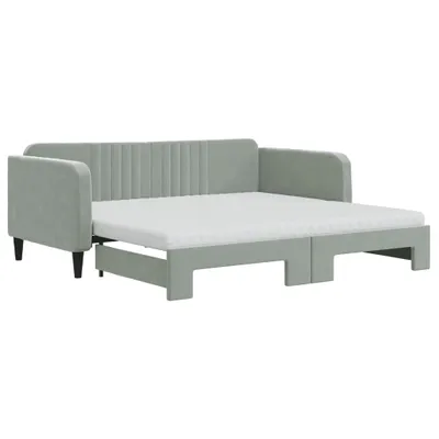 Immagine prodotto di vidaXL Letto da giorno allungabile con materassi grigio chiaro 90x190 cm in velluto