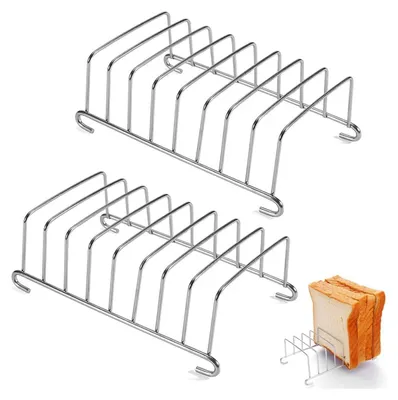 Produktbild von 2 Stück Toastständer Edelstahl Toast Rack, Toastständer Heißluftfritteuse, Silber Toast Rack Brothalter, 8-Scheiben-Gitter-Toast-Halter Toasthalter