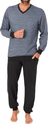 Produktbild von Normann Herren langarm Schlafanzug mit Bündchen - Pyjama auch in Übergrössen erhältlich ; blau , 50