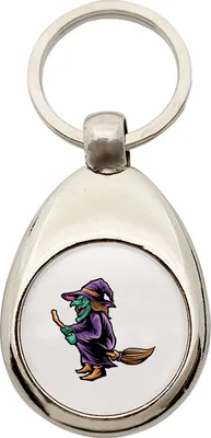 Produktbild von Huuraa Schlüsselanhänger Hexe Halloween Metall Schlüsselring Einkaufswagenchip Geschenkidee