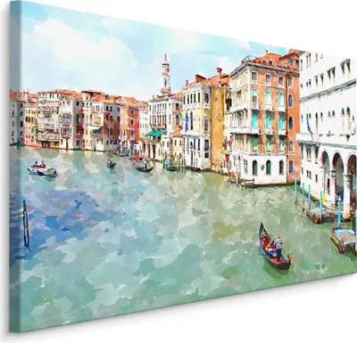 Produktbild von Fabelhafte Canvas LEINWAND BILDER 40x30 cm XXL Kunstdruck Venedig Gondeln Gebäude