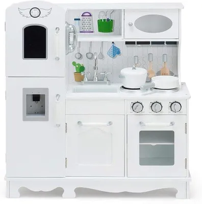 Obrázek produktu pro Dřevěná kuchyňka - Bílá - 79x30x88,5 cm - Obsahuje kuchyňské doplňky - Vhodné od 3 let