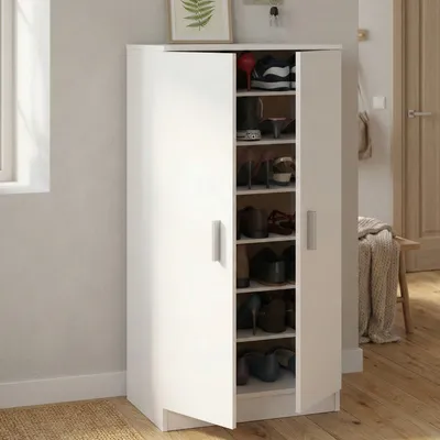 Immagine prodotto di Dmora Armadio Multiuso 2 Ante Akimera 36x108h cm Bianco, 2 Ante 7 Vani