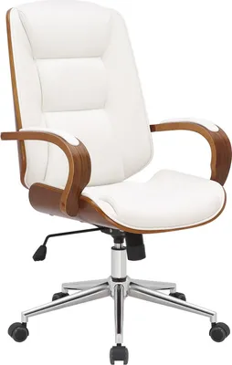 Immagine prodotto di Sedia da ufficio direzionale - Sedia in pelle - Comfort ergonomico, design | Colore: Noce/Bianco