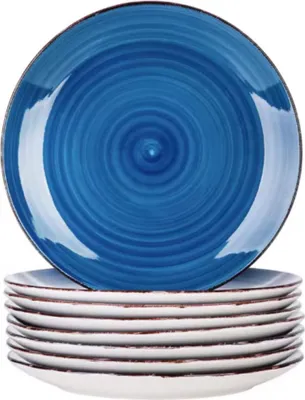 Image de Ventina Service de table - 8 pièces - 8 personnes - Assiettes plates, assiettes creuses & assiettes à déjeuner - Donkerblauw - Céramique