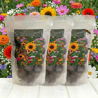 Produktbild von 60 Stück Saatkugeln Sommerblumenmischung – Bienen- und Hummelmischung für Schmetterlinge & Nützlinge