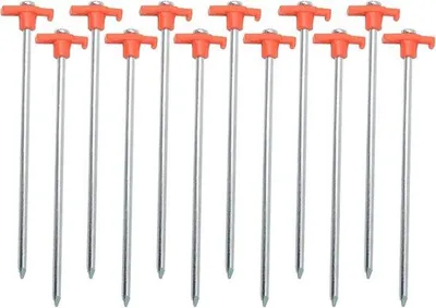 Produktbild von Metallhering Set für Zeltbefestigung, 12 Stück, extra stabiles Stahl, Silber