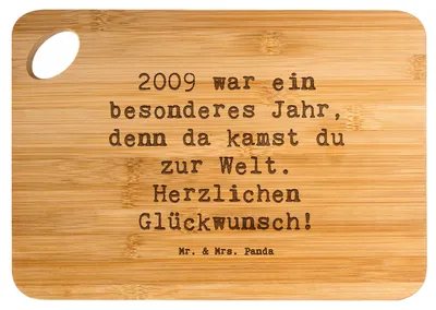 Produktbild von Mr. & Mrs. Panda Holzbrett Spruch 2009 Geburtstag - Transparent - Geschenk, Erinnerungen, Jahrgang, Happy Birthday, 14., schneidbrett, Schneidebrett, Jahrestag, Brett