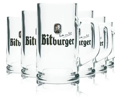 Produktbild von 6x Bitburger Glas 0,25l Bier Krug Humpen Seidel Pils Gläser Geeicht Gastro Bar