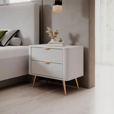 Produktbild von AX LIVING Moderne Nachttisch Vespasia Weiß 63,2 x 55,3 x 38 cm