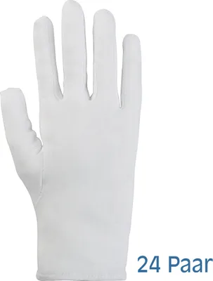 Produktbild von 24 Paar Stoffhandschuhe weiß Größe 10 / XL - Trikot extrafein Baumwollhandschuhe
