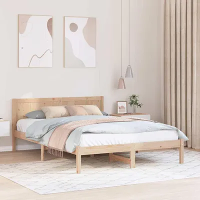 Zdjęcie produktu dla Maison Exclusive – rama łóżka brązowa 140 x 200 cm lite drewno sosnowe