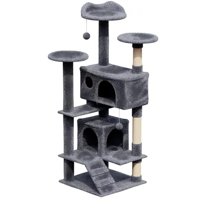 Image de Avalo Arbre à chat avec 7 niveaux - 137x50x50 CM - Gris foncé - Arbre à chat pour grands chats