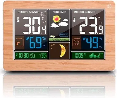 Obrázok produktu pre Prenosná meteorologická stanica – bezdrôtová – teplomer, barometer, vlhkomer – vonkajší senzor – teplota – predpoveď počasia