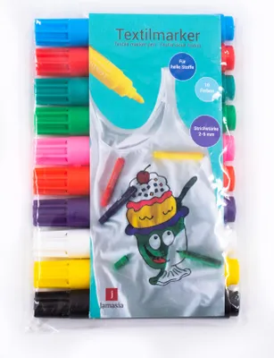 Produktbild von Jamasia Textilmarker 10er Set Kunststoff mehrfarbig ca. 10,0 x 6,5 x 2,5 cm 999202