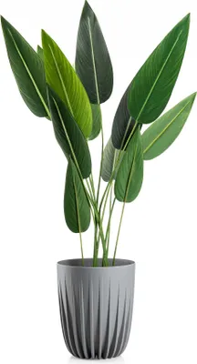 Immagine prodotto di HowHomely | Fioriera - Stripped - 30x36 cm - Grigio - Design moderno - Resistente alle intemperie e leggero