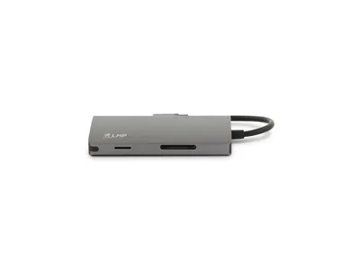 Zdjęcie produktu dla LMP 15954, USB 3.2 Gen 2 (3.1 Gen 2) Type-C, Szary, MicroSD (TransFlash), SD, HDMI, RJ-45, USB 3.2 Gen 1 (3.1 Gen 1) Type-A, Aluminium, USB