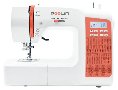 Immagine prodotto di Macchina da cucire computerizzata PooLin EOC02 con display LCD, 200 punti, infilatore automatico dell'ago, 7 piedini, asola in un solo passaggio, portatile – ideale per i principianti