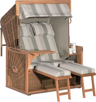 Produktbild von Sonnenpartner Admiral 2-Sitzer XL Strandkorb 3/4-Liegemodell antikbraun/taupe