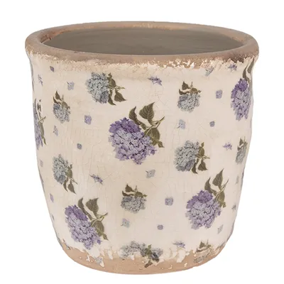 Produktbild von Clayre & Eef Blumentopf Ø 13x12 cm Beige Blau Keramik Blumen