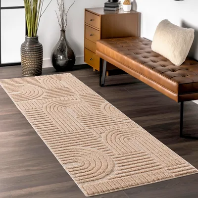 Produktbild von Teppium Hochflor Teppich Wohnzimmer Skandinavische Boho Design 3D Optik Teppich Shaggy Flauschig Weich, Grösse: 80x250 cm