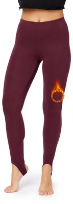 Produktbild von Bellivalini Damen Thermo Leggings Gefüttert mit Fußschlaufe für Winter Warme Apre Ski BLV50-321 (Weinrot, L)