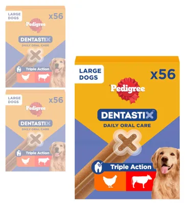 Zdjęcie produktu dla Pedigree Dentastix 3x56szt. Przysmak Dentystyczny z Kurczakiem i Wołowiną Dla Psów Dużych Ras