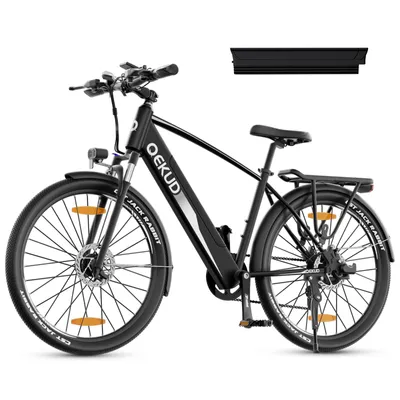 Produktbild von Doppelbatterie 27.5'' E-Bike, Elektrofahrrad Trekkingrad e-City Fahrrad Qekud mit 36V  Lithium Batterie, 250W Motor, EU-konformes Schwarz