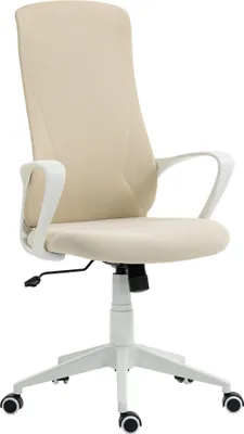 Produktbild von Bürostuhl - Schreibtischstuhl - Höhenverstellbar - Wippmechanik - Armlehnen - Hohe Rückenlehne - 360° drehbar - Beige